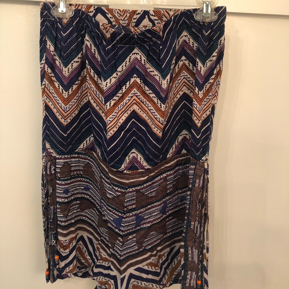 Multi Colored Aztec Print Strapless Romper